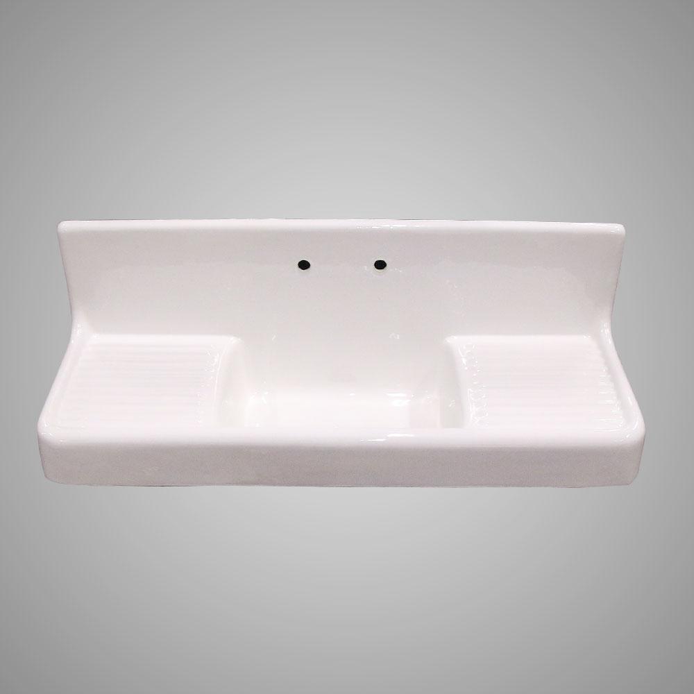 60" Ramsey Cast Iron Wall-Hung Kitchen Sink with Dual Drainboards