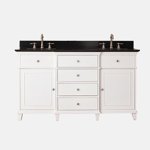 60" Wilbur Double Vanity for Oval Undermount Sinks - White