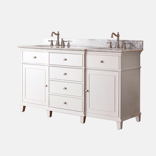 60" Wilbur Double Vanity for Oval Undermount Sinks - White