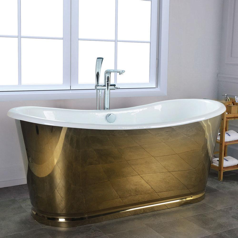 66" Gloster Cast Iron Stainless Steel Skirted Bateau Tub