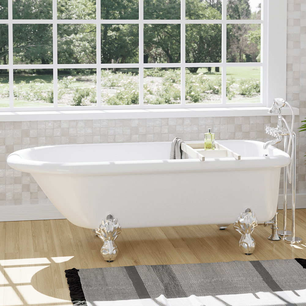 66" Monarch Acrylic Roll-Top Clawfoot Tub