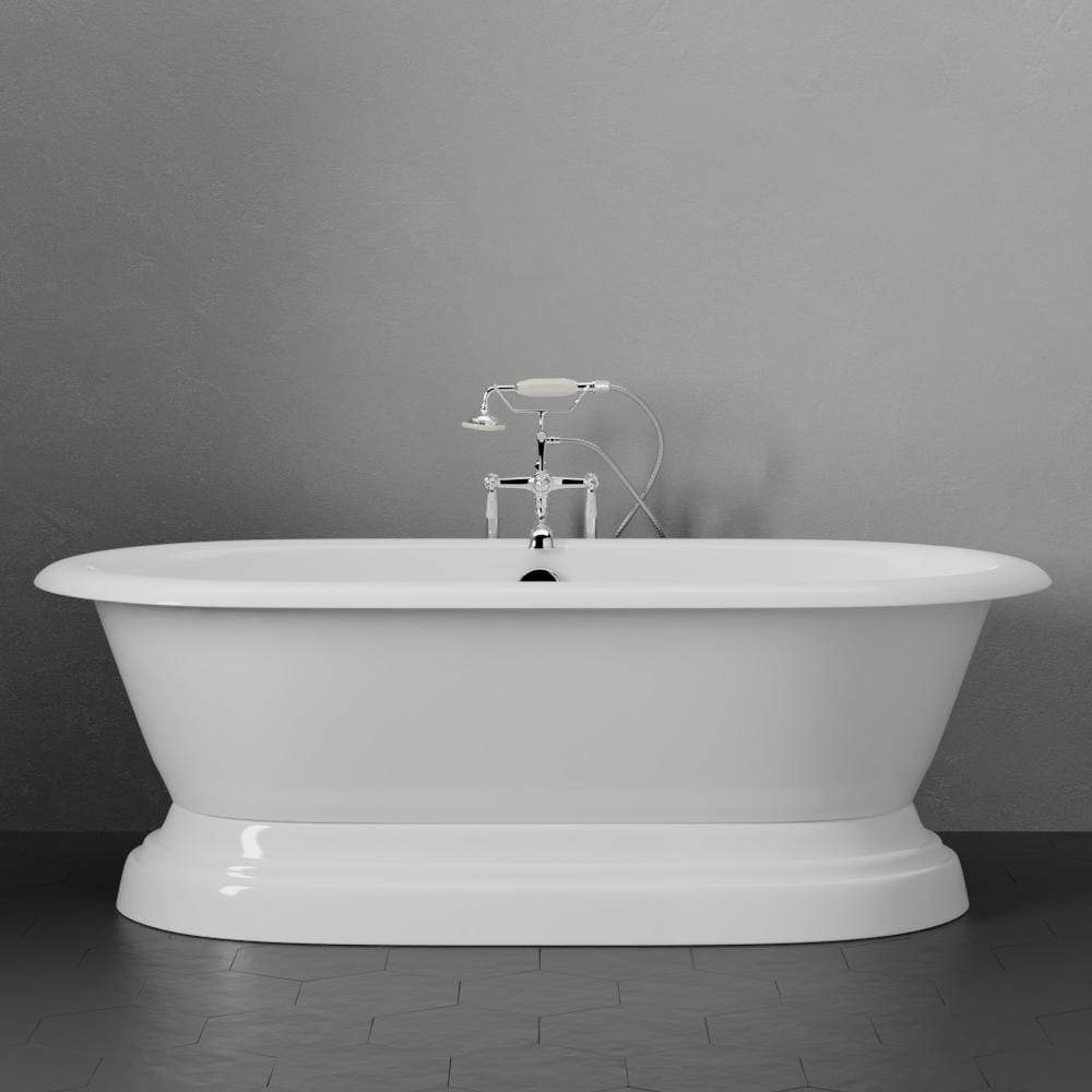 67" Cypress Cast Iron Double-Ended Roll-Top Tub with Pedestal
