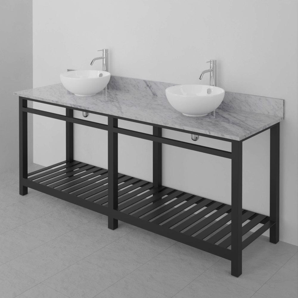 72" Bidley Steel Double Console with Towel Bar for Vessel Sinks