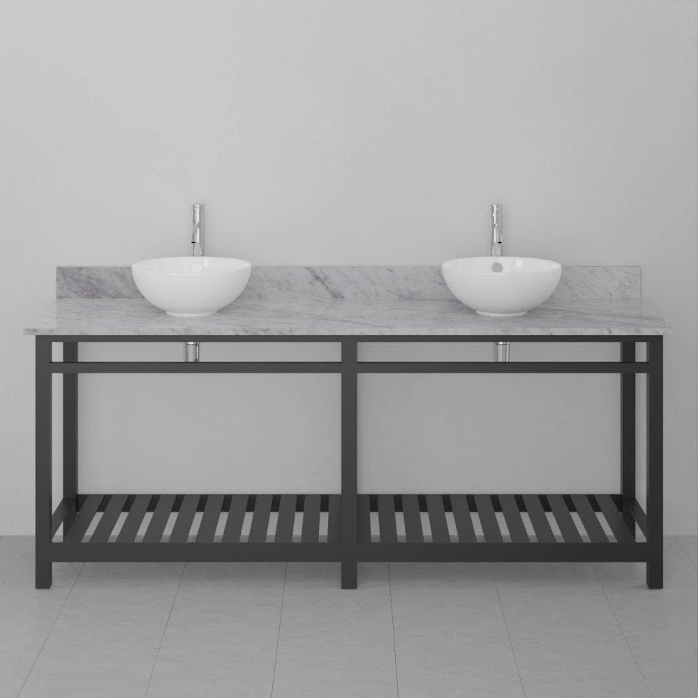 72" Bidley Steel Double Console with Towel Bar for Vessel Sinks