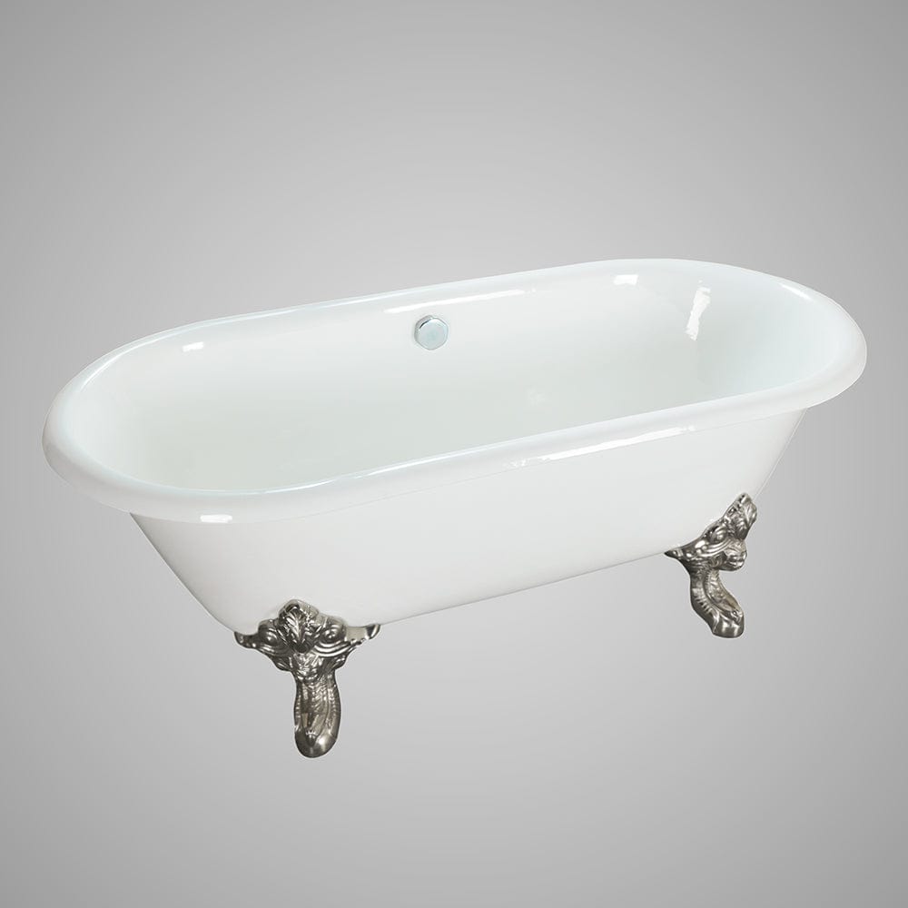 72" Magnolia Cast Iron Double-Ended Roll-Top Clawfoot Tub - No Faucet Holes