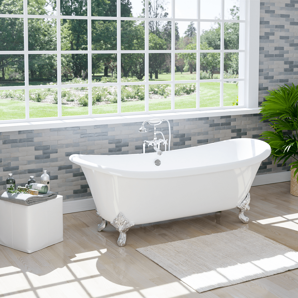 72" Manvel Cast Iron Double-Slipper Clawfoot Tub