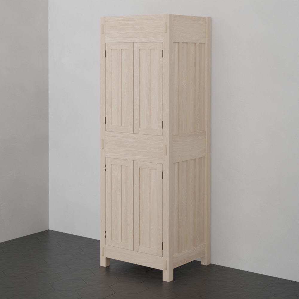 72" Mission Unfinished Red Oak Wall-Mount Linen Cabinet