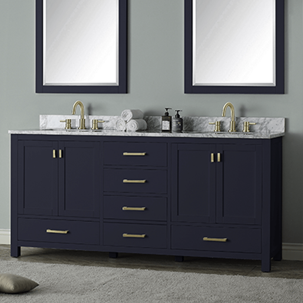 72" Romani Vanity Cabinet for Rectangular Undermount Sink - Navy Blue