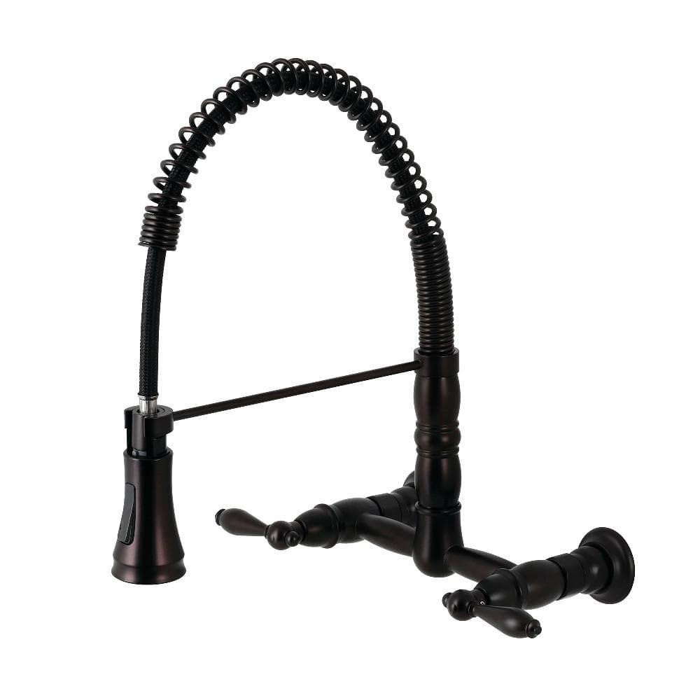 Abramo Two-Handle Wall-Mount Pull-Down Sprayer Kitchen Faucet