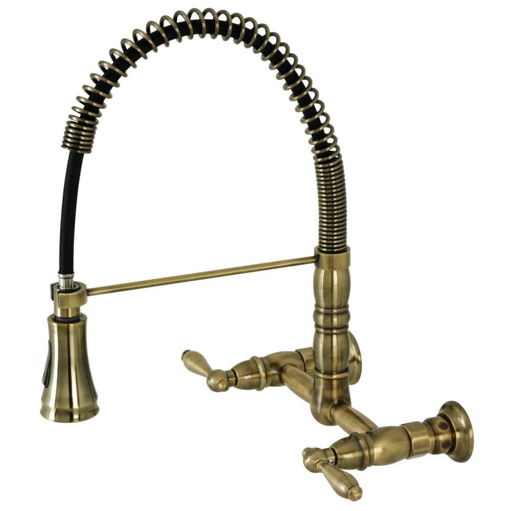 Abramo Two-Handle Wall-Mount Pull-Down Sprayer Kitchen Faucet