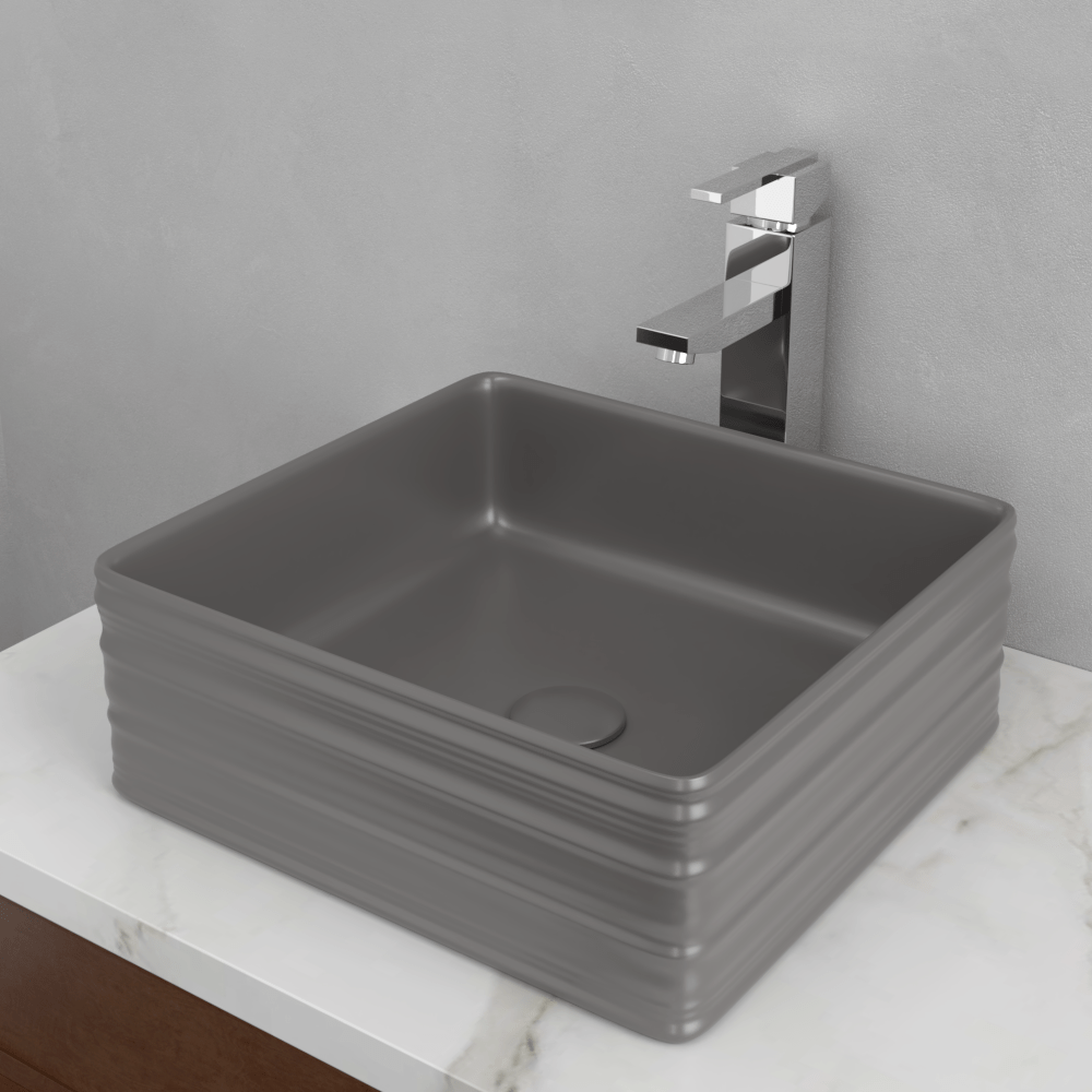 Arrosa Vitreous China Vessel Sink - Matte Gray