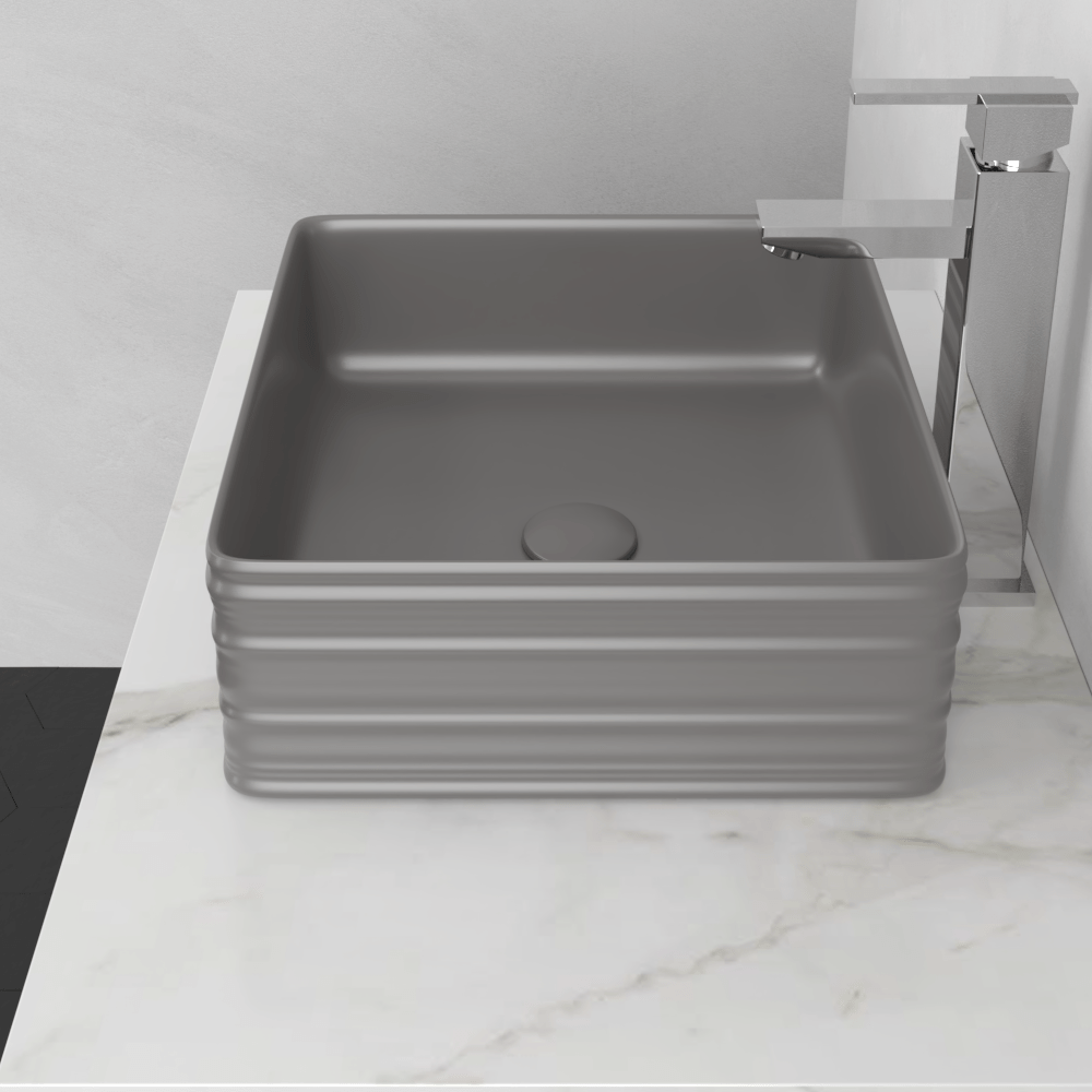 Arrosa Vitreous China Vessel Sink - Matte Gray