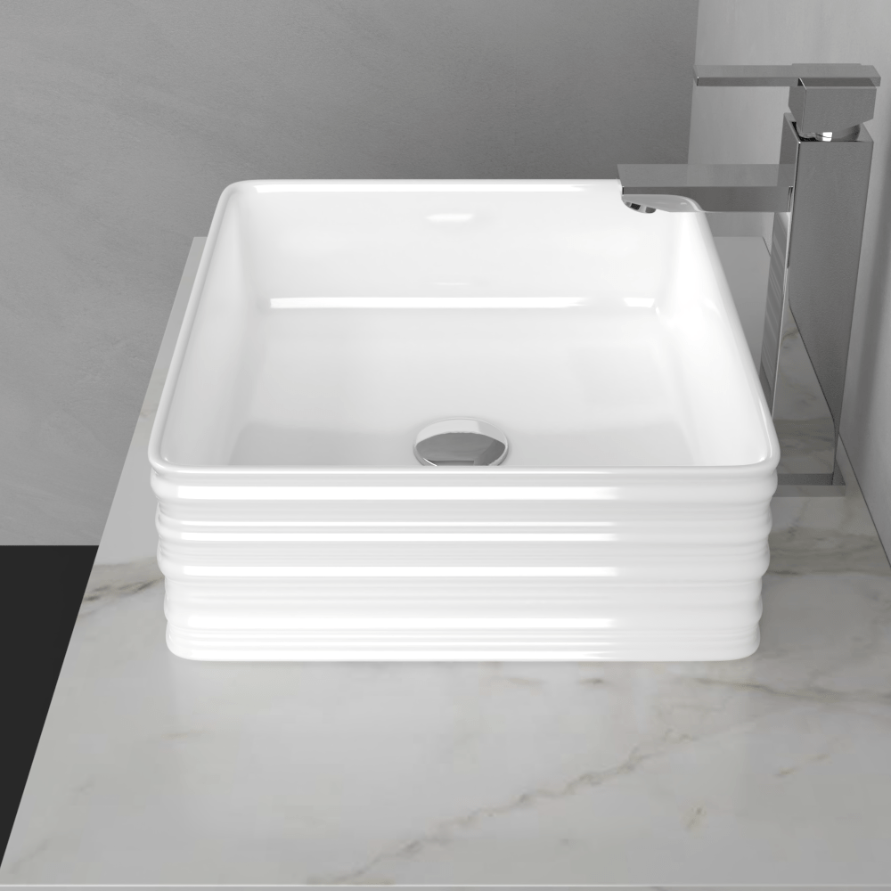 Arva Vitreous China Vessel Sink - Decorative Exterior