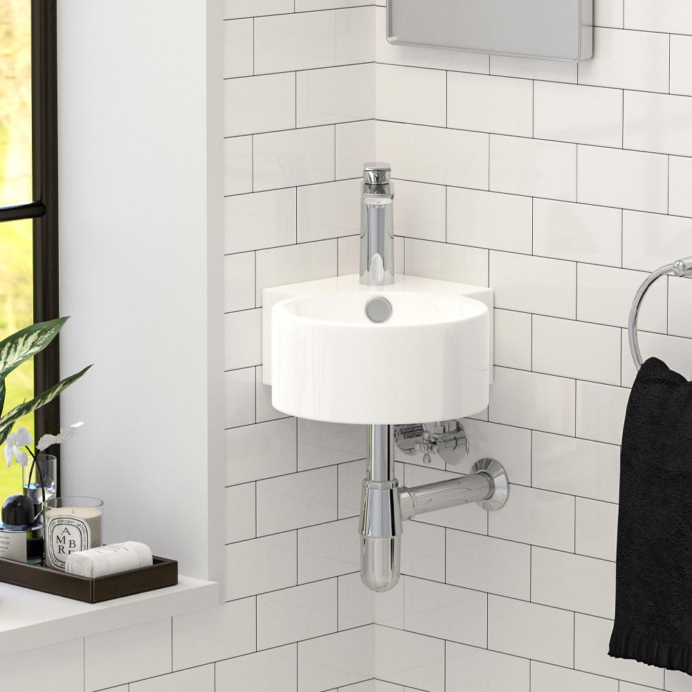 Aza Vitreous China Corner Wall-Mount Sink