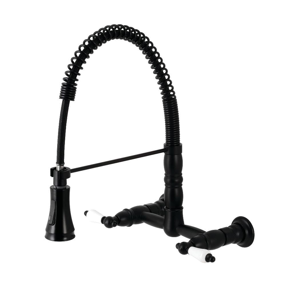 Bautista Two-Handle Wall-Mount Pull-Down Sprayer Kitchen Faucet