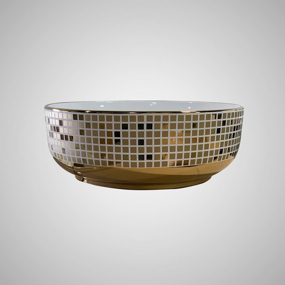 Benzien Vitreous China Decorated Vessel Sink - White Interior