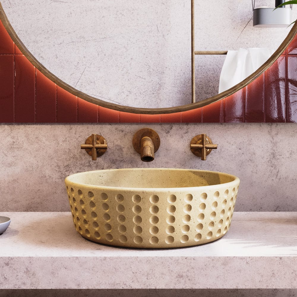 Brandenburg Round Cast Concrete Vessel Sink - Desert Brown