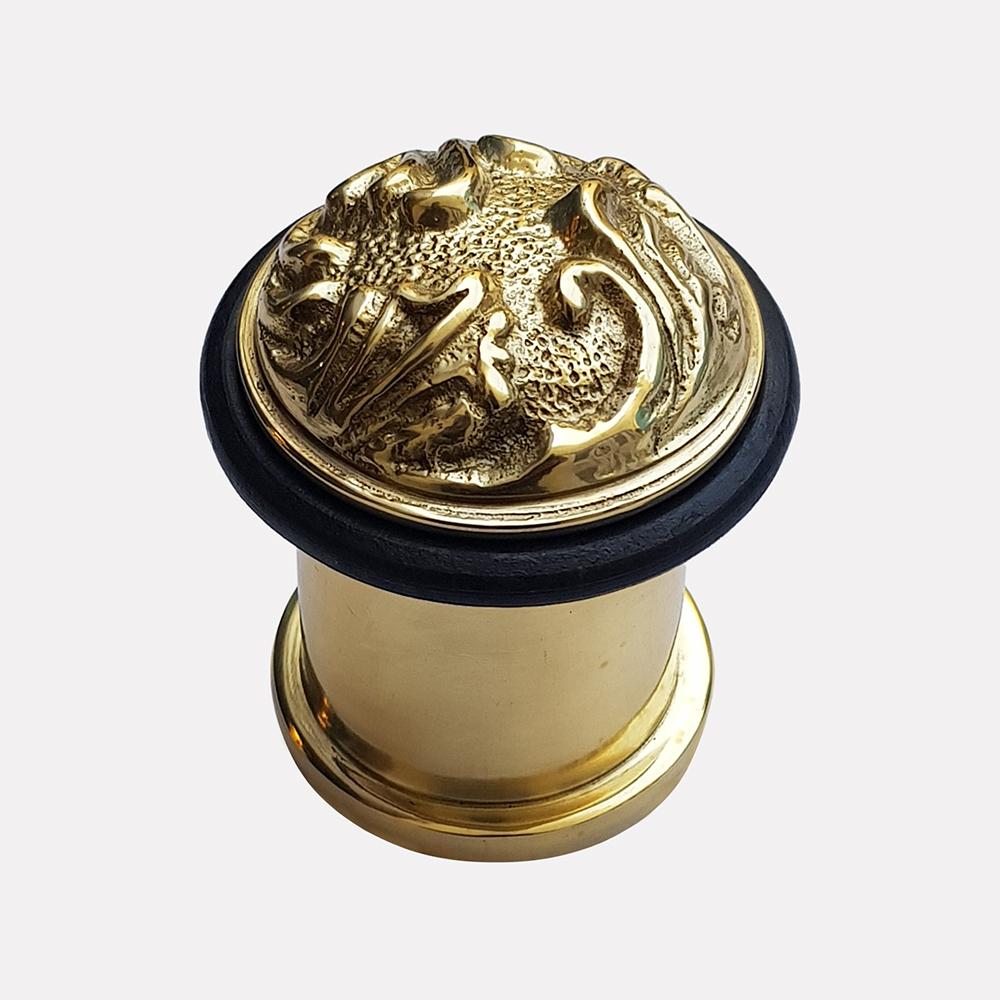 Cast Brass Scrolled Design Doorstop - Pattern 1