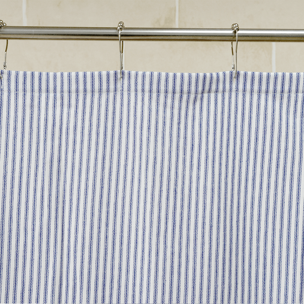 Cotton Duck Shower Curtain - White/Blue Stripes