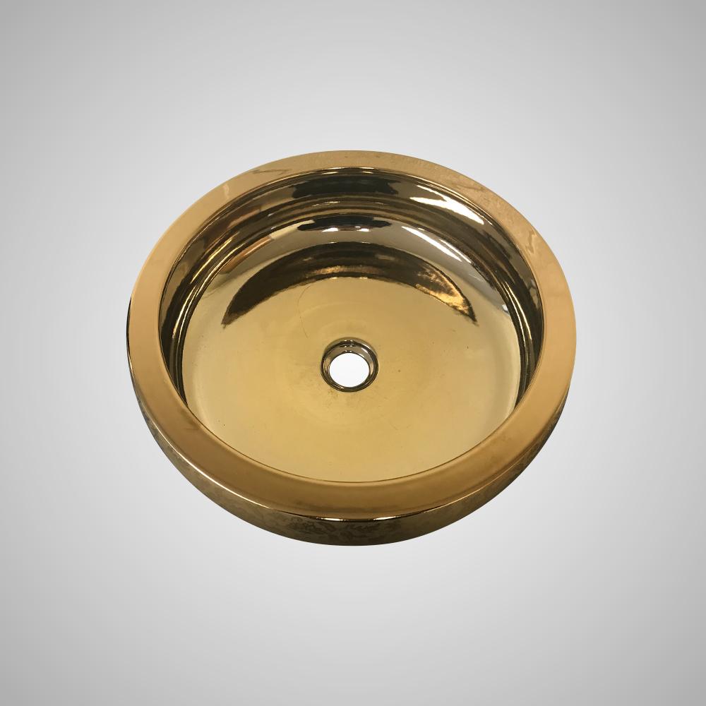 Crete Vitreous China Vessel Sink - Gold with Floral Exterior Design