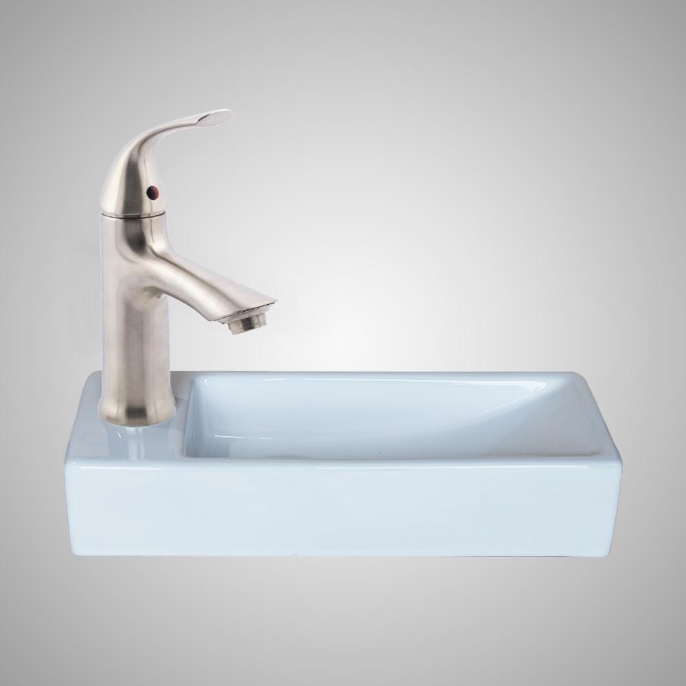Delma Vitreous China Wall-Mount Bathroom Sink and Single-Hole Faucet Set - Left Side Drilling