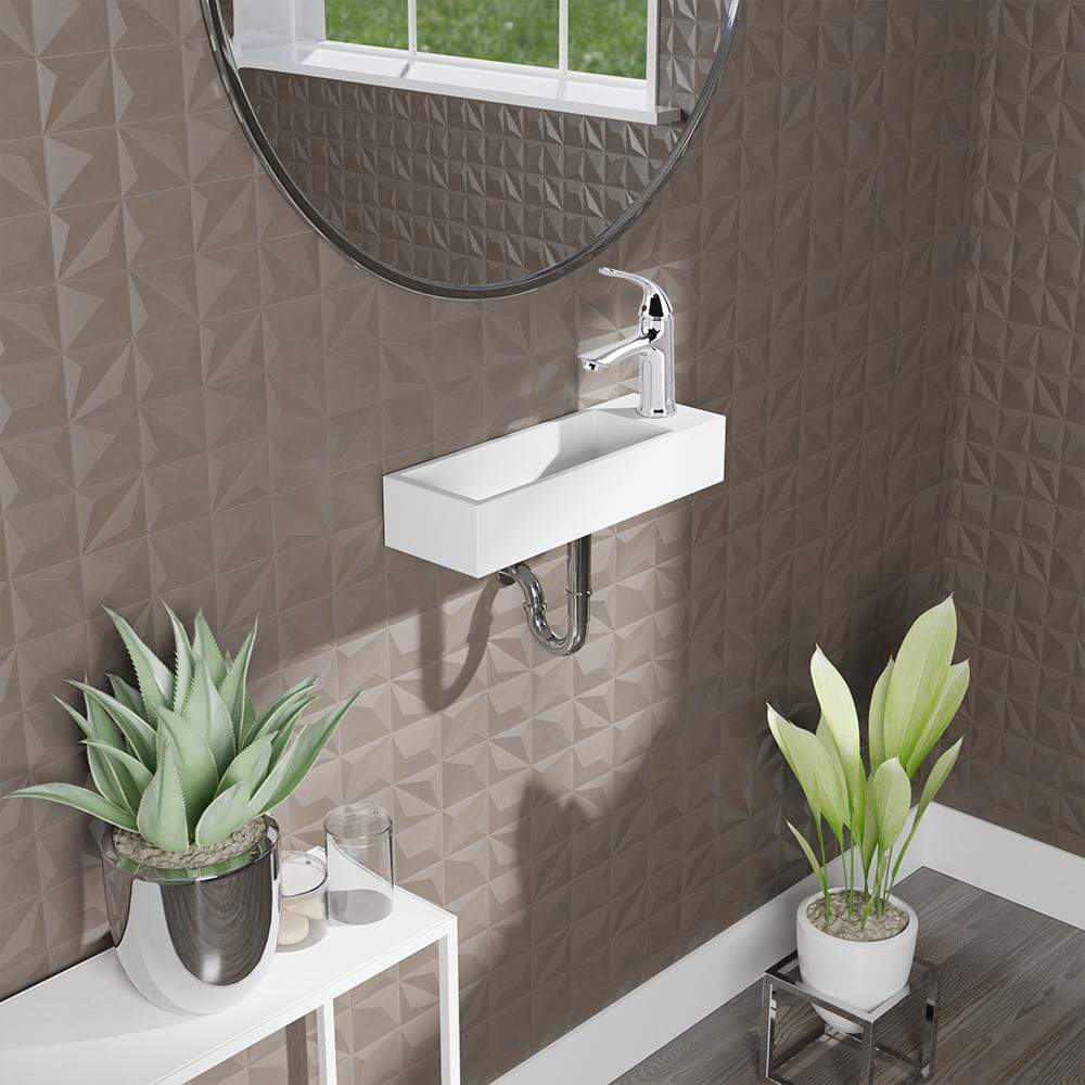 Deryn Vitreous China Wall-Mount Bathroom Sink and Single-Hole Faucet Set - Right Side Drilling