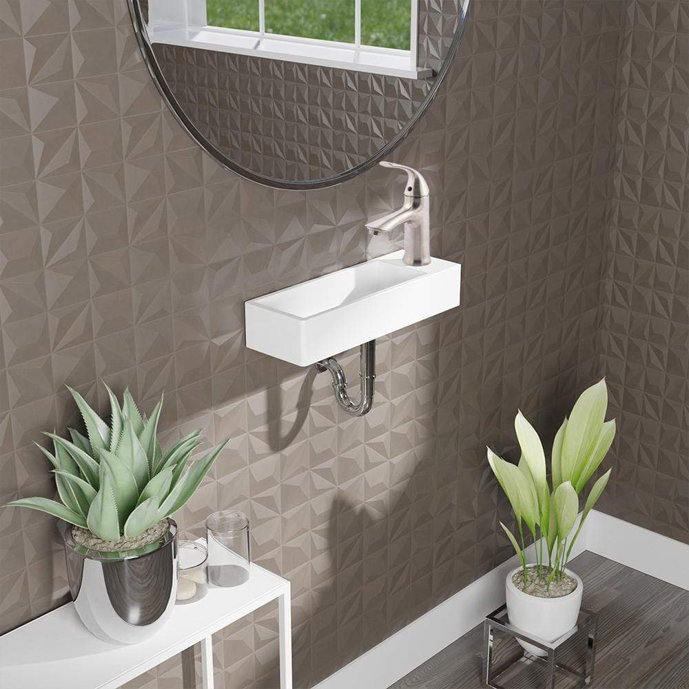 Deryn Vitreous China Wall-Mount Bathroom Sink and Single-Hole Faucet Set - Right Side Drilling