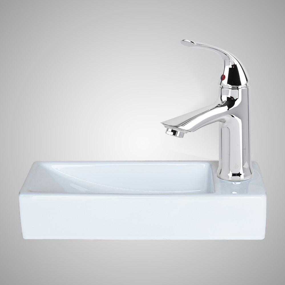 Deryn Vitreous China Wall-Mount Bathroom Sink and Single-Hole Faucet Set - Right Side Drilling