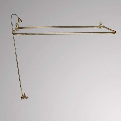 Economy-Style Diverter Tub Faucet with Sidewall Shower Rod, Riser and Shower Head