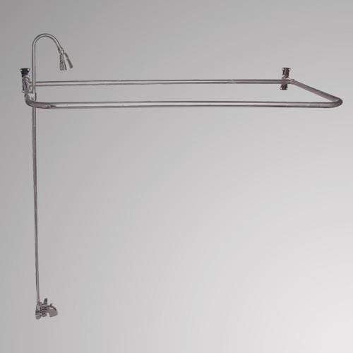 Economy-Style Diverter Tub Faucet with Sidewall Shower Rod, Riser and Shower Head