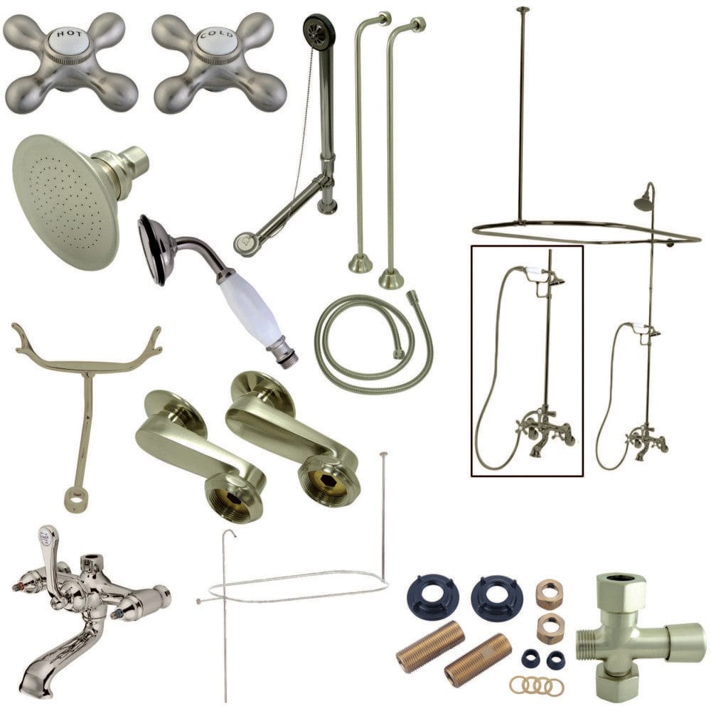 Elephant-Style Wall-Mount Tub Faucet, Shower and Drain Kit