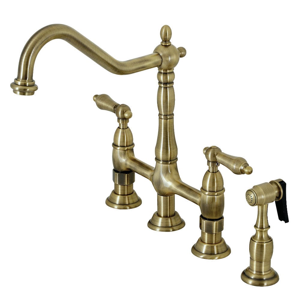 Enea Bridge Kitchen Faucet with Brass Sprayer
