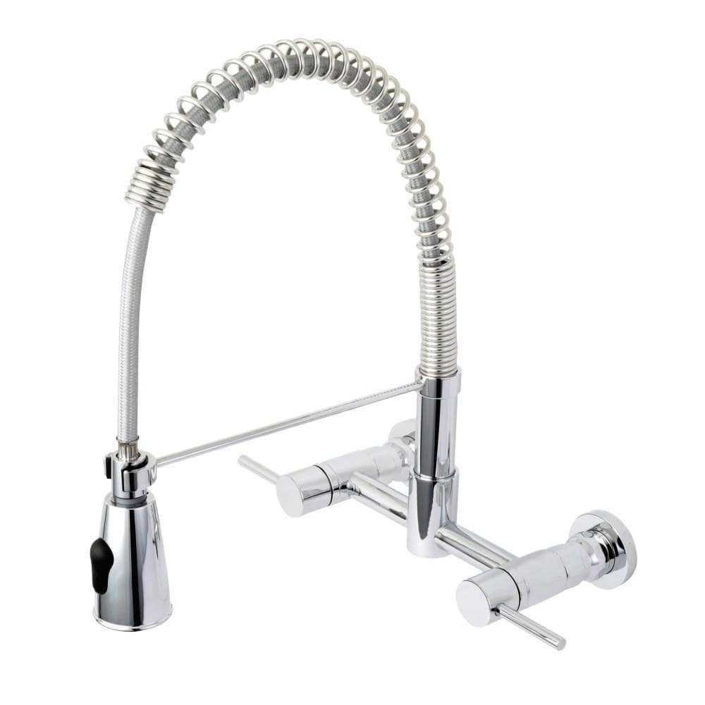 Esteban 2-Handle Wall Mount Pull-Down Kitchen Faucet