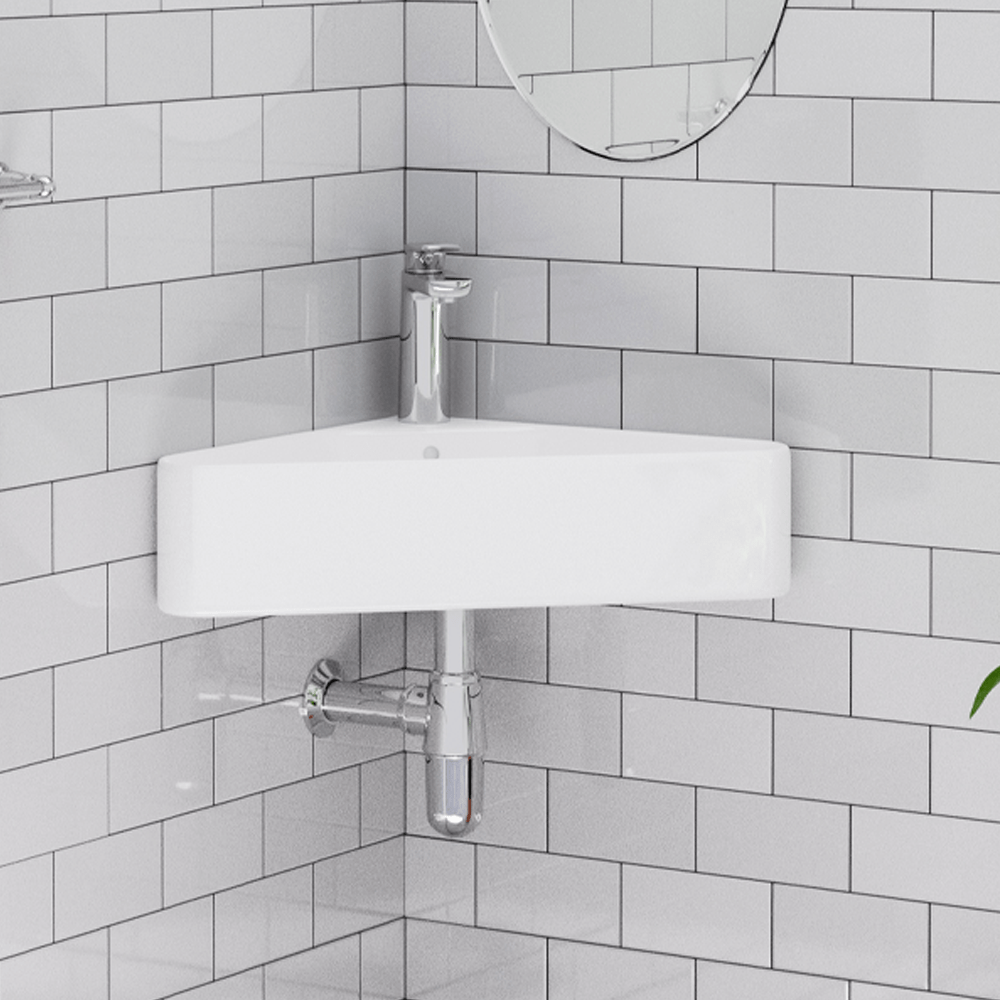 Fana Vitreous China Corner Wall-Mount Bathroom Sink