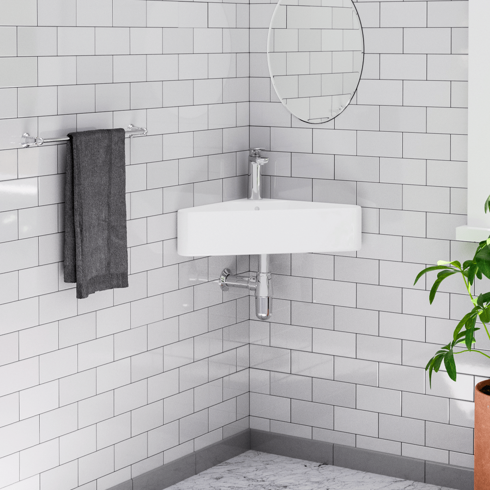 Fana Vitreous China Corner Wall-Mount Bathroom Sink