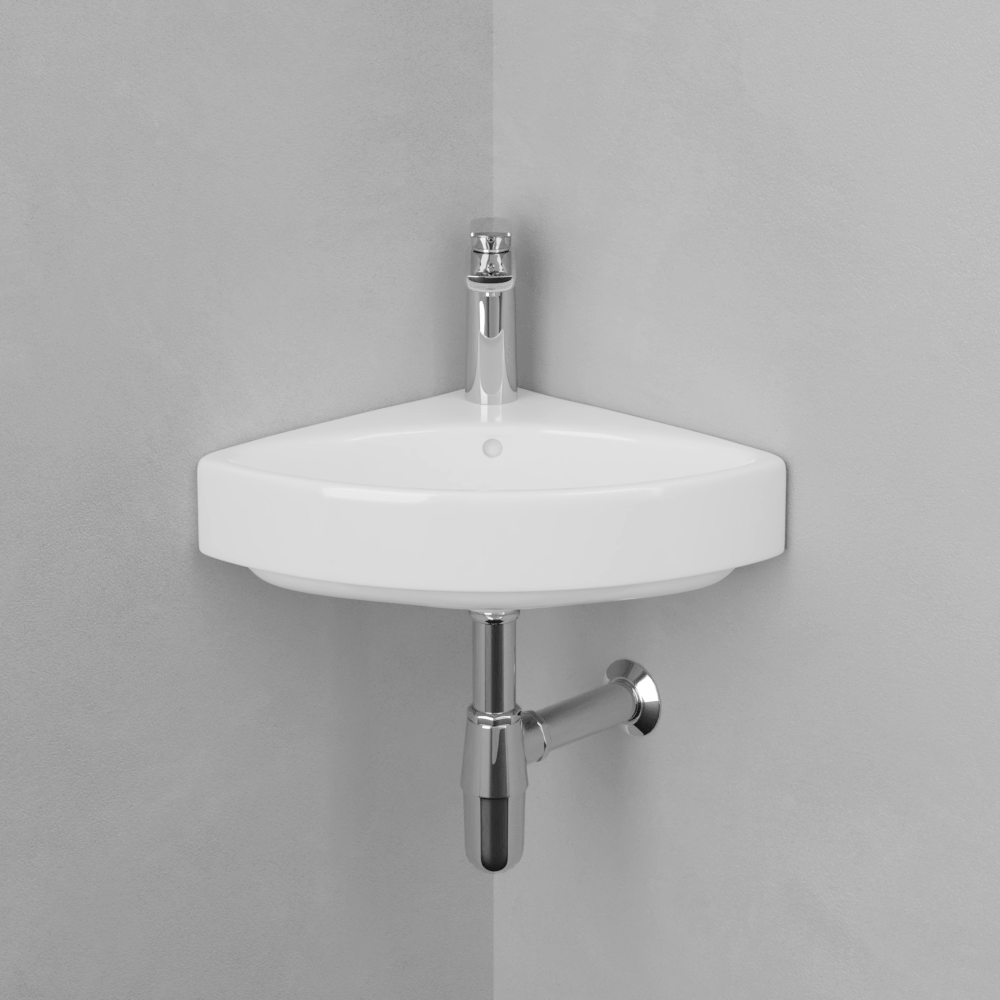 Forba Vitreous China Corner Wall-Mount Bathroom Sink
