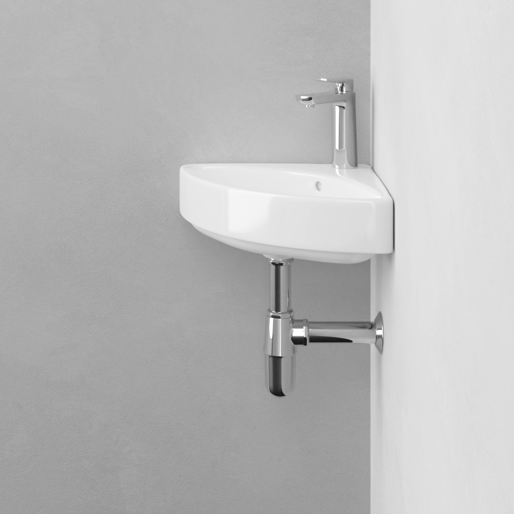 Forba Vitreous China Corner Wall-Mount Bathroom Sink