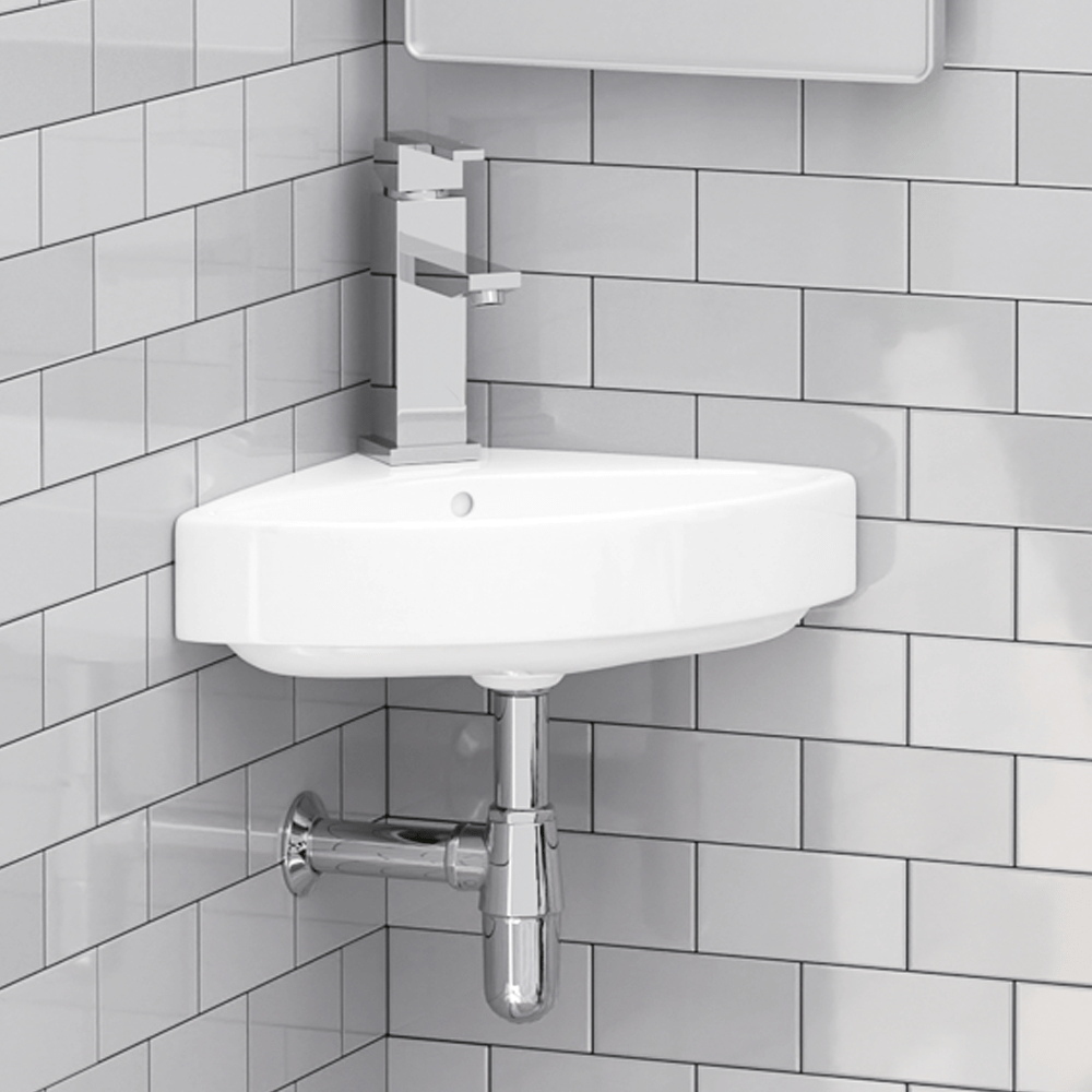 Forba Vitreous China Corner Wall-Mount Bathroom Sink