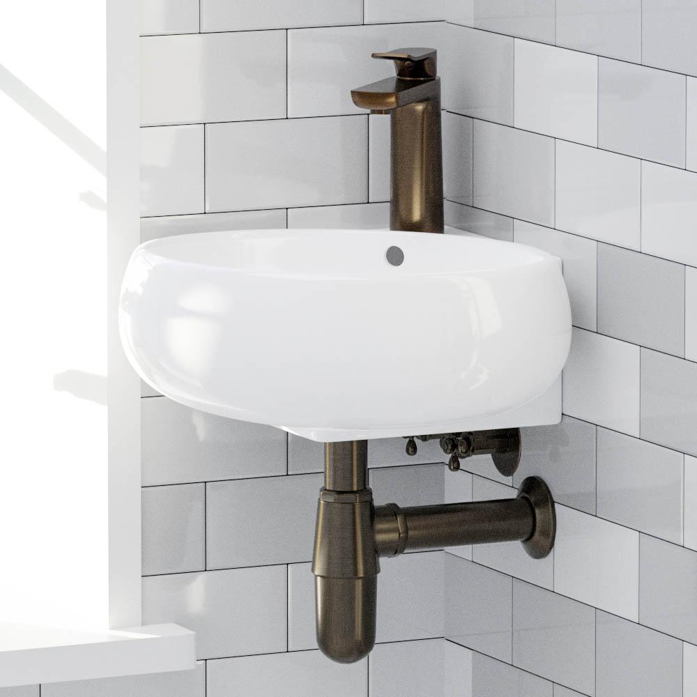 Fronia Vitreous China Corner Wall-Mount Bathroom Sink