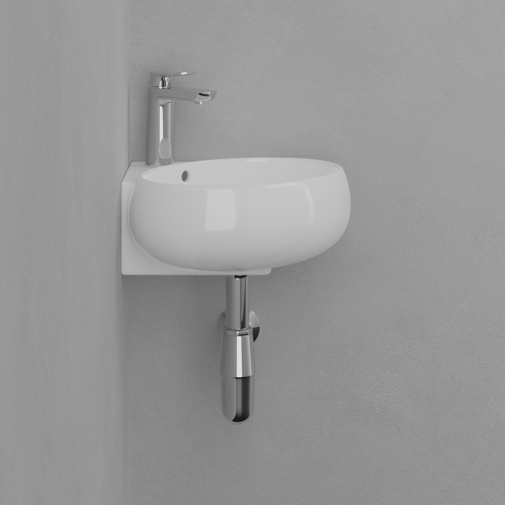 Fronia Vitreous China Corner Wall-Mount Bathroom Sink