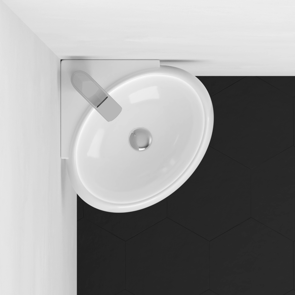 Fronia Vitreous China Corner Wall-Mount Bathroom Sink