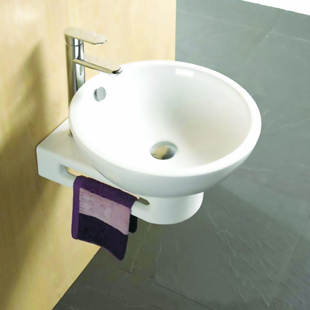 Gebal Vitreous China Vessel Sink with 8" Rounded End Base