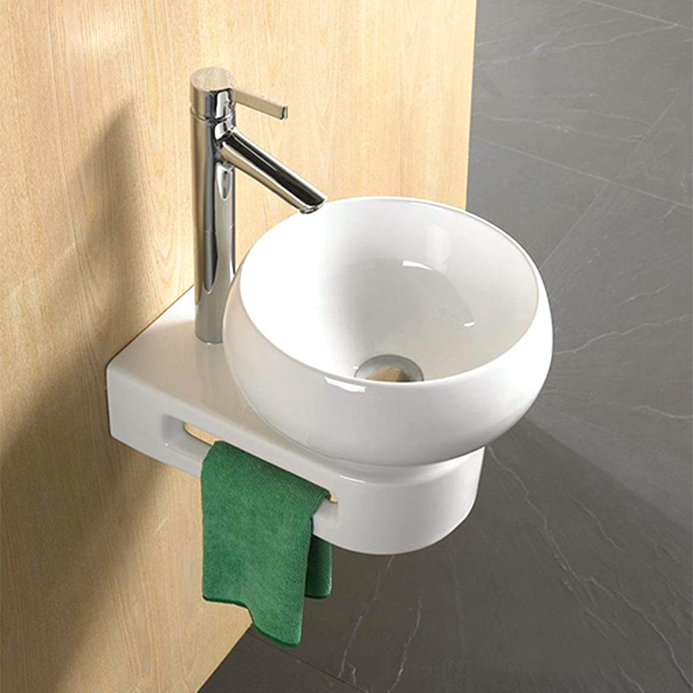 Geva Vitreous China Vessel Sink with 9" Rounded End Base