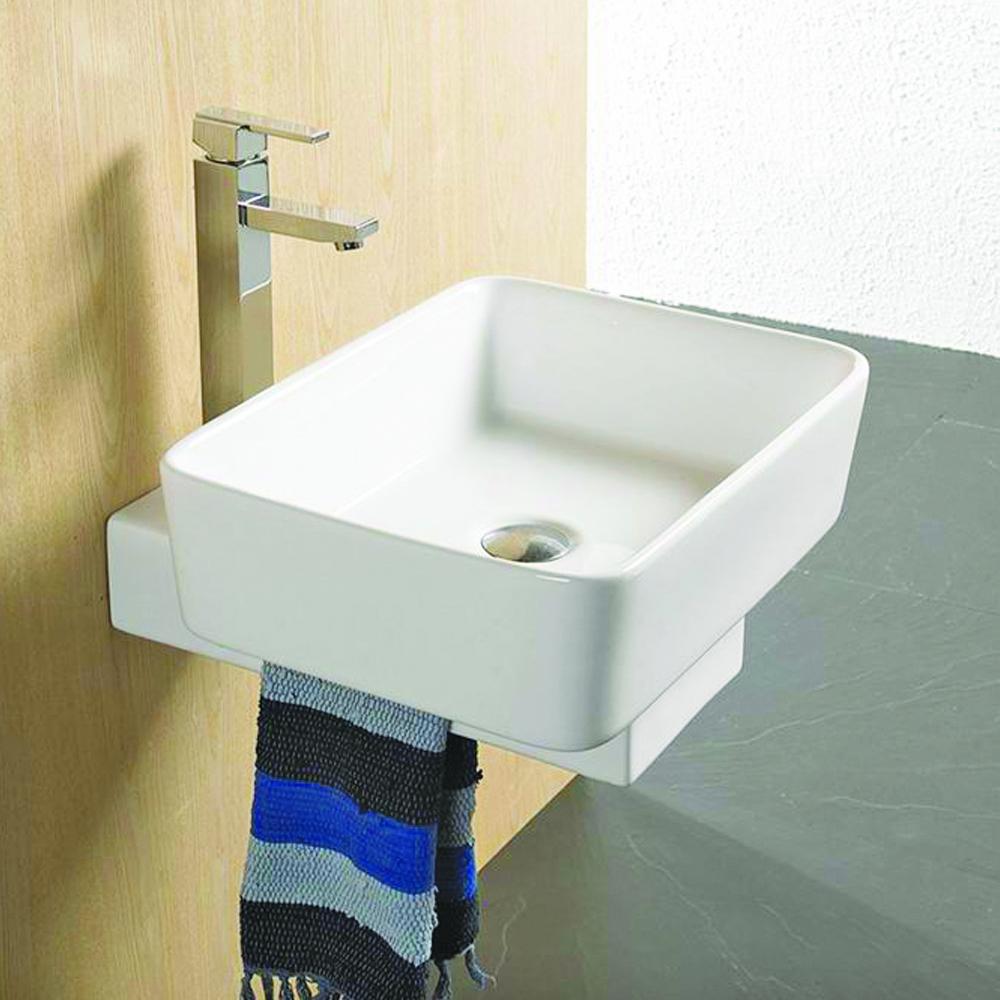 Ginata Vitreous China Vessel Sink with 8" Rectangular Base