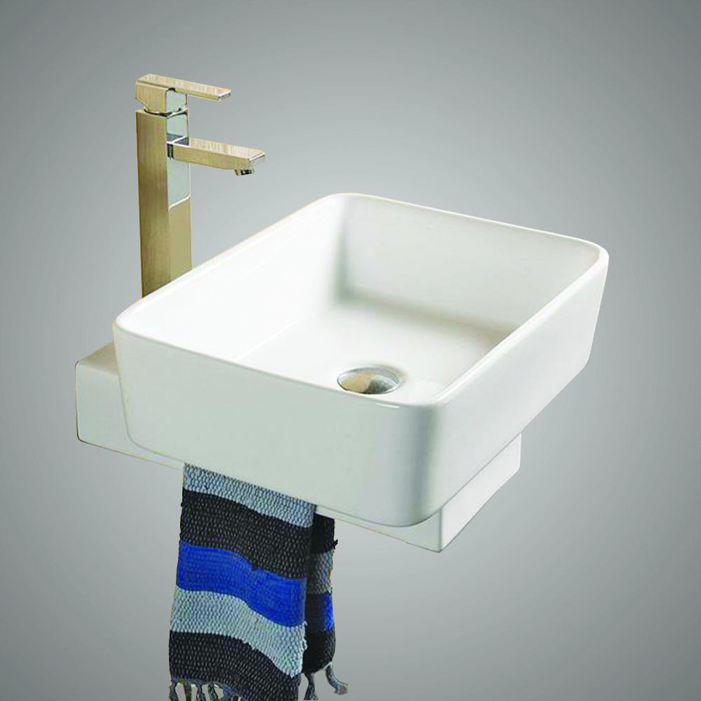 Ginata Vitreous China Vessel Sink with 8" Rectangular Base