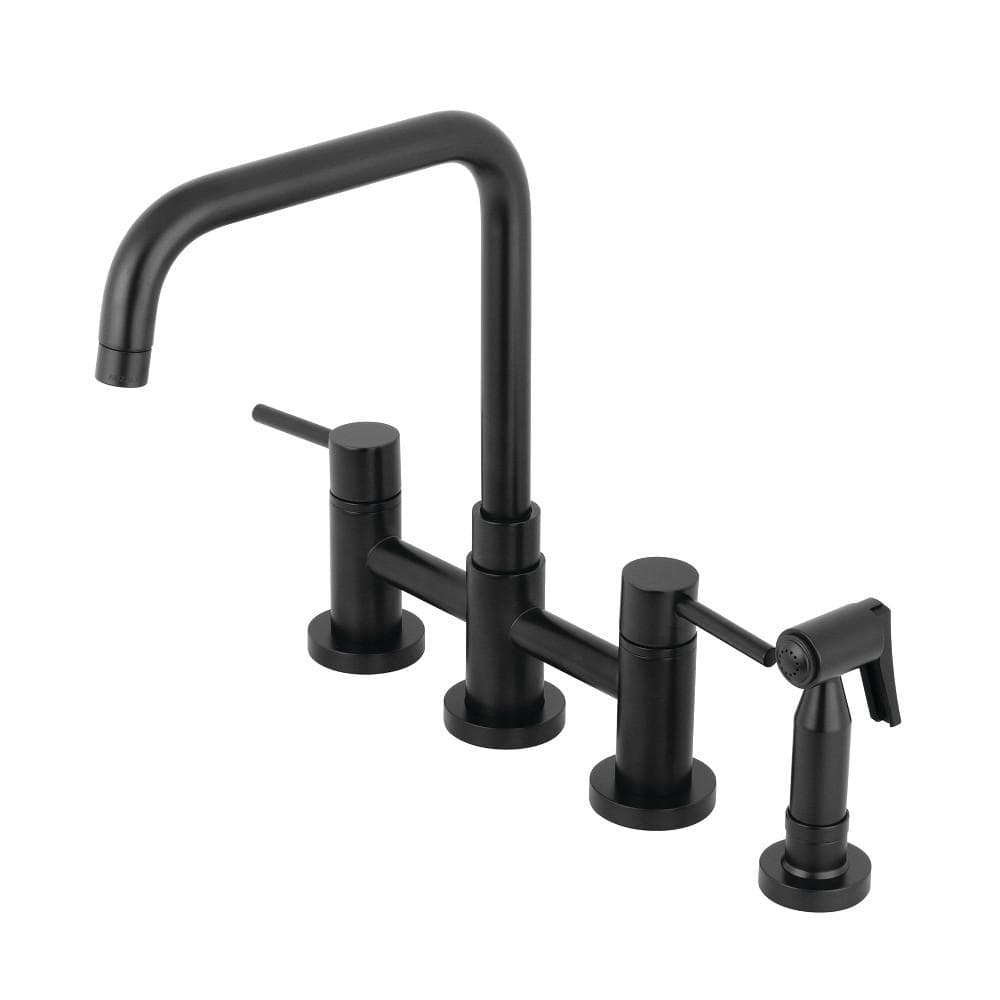 Gonzalo Two-Handle Bridge Kitchen Faucet with Brass Sprayer