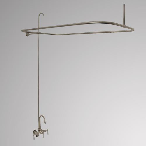 Gooseneck Leg Tub Diverter Faucet with Shower Rod and Riser