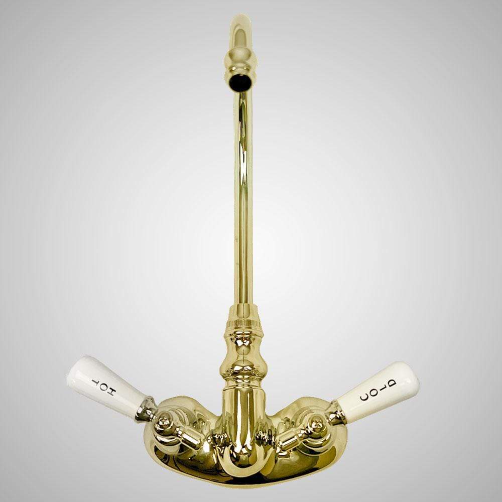 Gooseneck Tub Faucet with Porcelain Lever Handles