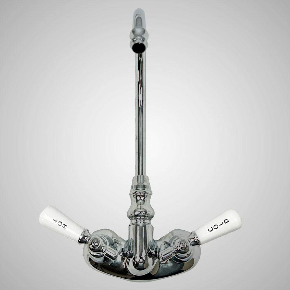 Gooseneck Tub Faucet with Porcelain Lever Handles