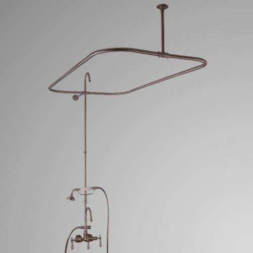 Gooseneck Tub Faucet with Shower Rod and Riser